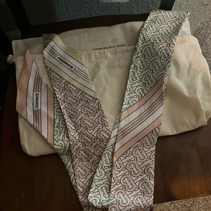 Burberry Pink and Cream Monogram Silk Scarf Wrap